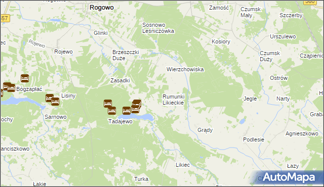 mapa Rumunki Likieckie, Rumunki Likieckie na mapie Targeo