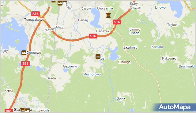 mapa Ruś gmina Stawiguda, Ruś gmina Stawiguda na mapie Targeo