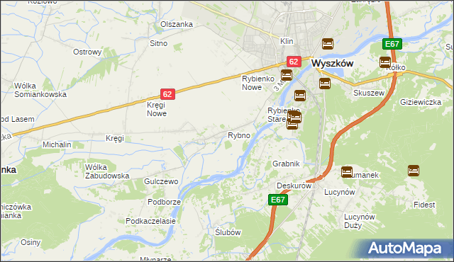 mapa Rybno gmina Wyszków, Rybno gmina Wyszków na mapie Targeo