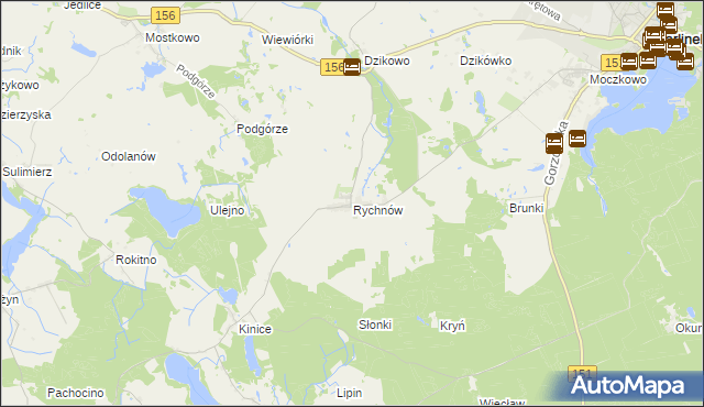 mapa Rychnów gmina Barlinek, Rychnów gmina Barlinek na mapie Targeo