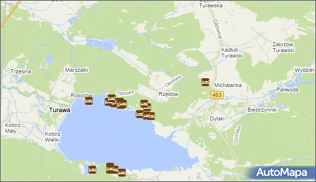 mapa Rzędów gmina Turawa, Rzędów gmina Turawa na mapie Targeo