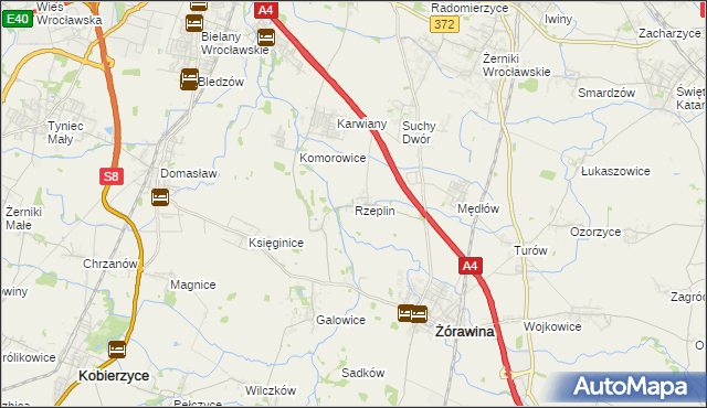 mapa Rzeplin gmina Żórawina, Rzeplin gmina Żórawina na mapie Targeo