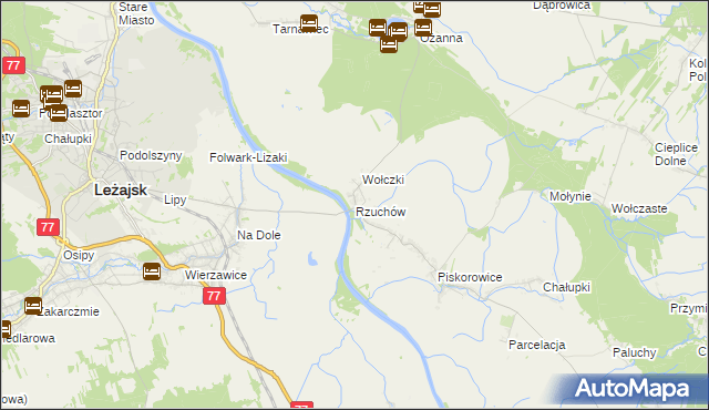 mapa Rzuchów gmina Leżajsk, Rzuchów gmina Leżajsk na mapie Targeo