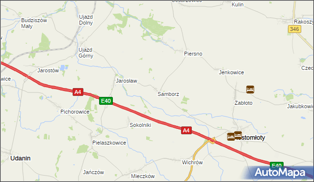 mapa Samborz gmina Kostomłoty, Samborz gmina Kostomłoty na mapie Targeo