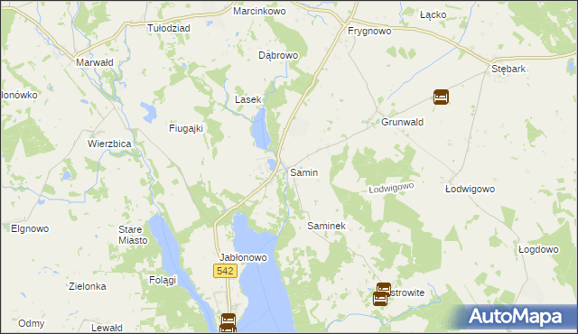 mapa Samin gmina Dąbrówno, Samin gmina Dąbrówno na mapie Targeo