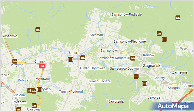 mapa Samsonów-Komorniki, Samsonów-Komorniki na mapie Targeo