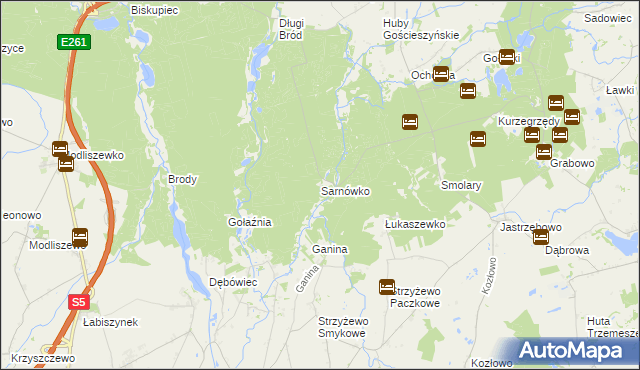 mapa Sarnówko gmina Rogowo, Sarnówko gmina Rogowo na mapie Targeo