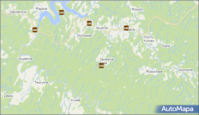 mapa Serednie Małe, Serednie Małe na mapie Targeo