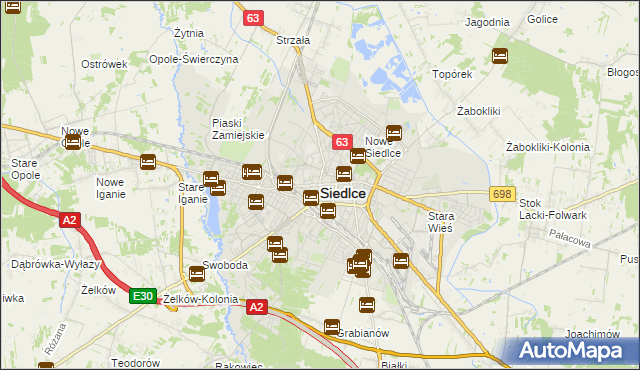 mapa Siedlce, Siedlce na mapie Targeo