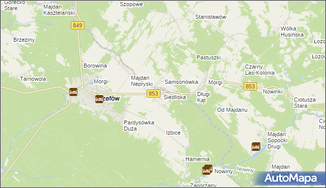 mapa Siedliska gmina Józefów, Siedliska gmina Józefów na mapie Targeo