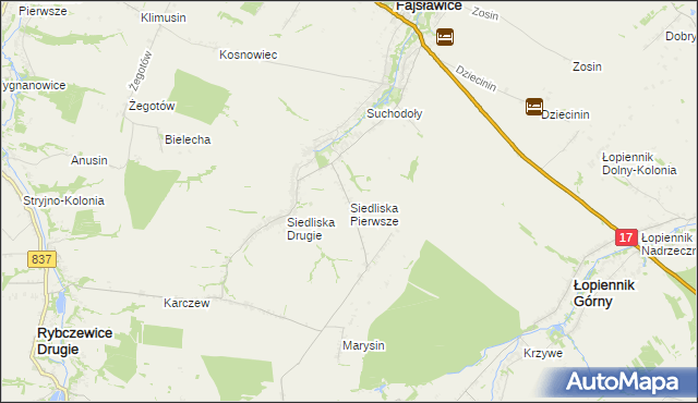 mapa Siedliska Pierwsze, Siedliska Pierwsze na mapie Targeo