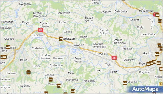 mapa Siedliska Sławęcińskie, Siedliska Sławęcińskie na mapie Targeo