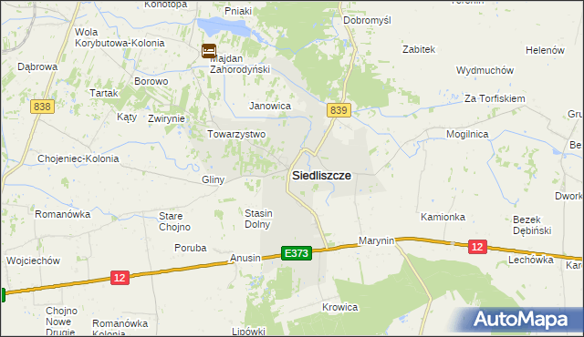 mapa Siedliszcze powiat chełmski, Siedliszcze powiat chełmski na mapie Targeo