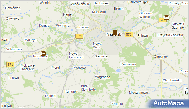 mapa Siennica gmina Nasielsk, Siennica gmina Nasielsk na mapie Targeo
