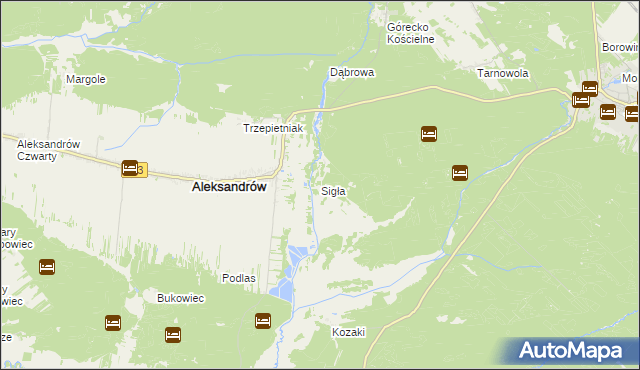 mapa Sigła gmina Aleksandrów, Sigła gmina Aleksandrów na mapie Targeo