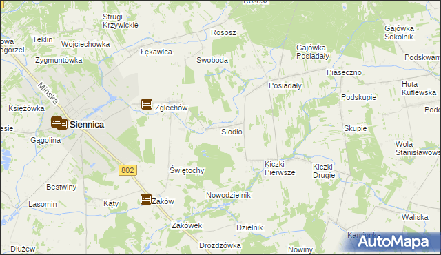 mapa Siodło gmina Siennica, Siodło gmina Siennica na mapie Targeo