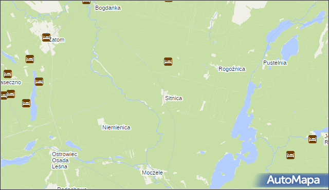 mapa Sitnica gmina Dobiegniew, Sitnica gmina Dobiegniew na mapie Targeo