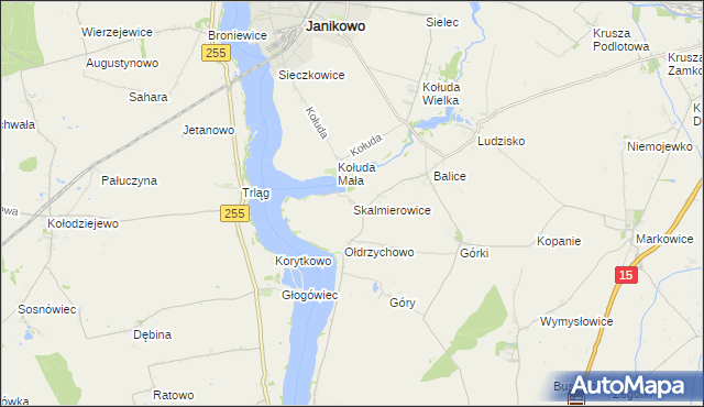 mapa Skalmierowice gmina Janikowo, Skalmierowice gmina Janikowo na mapie Targeo