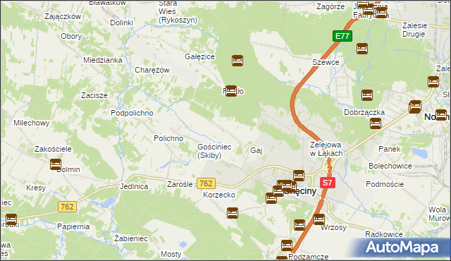 mapa Skiby gmina Chęciny, Skiby gmina Chęciny na mapie Targeo