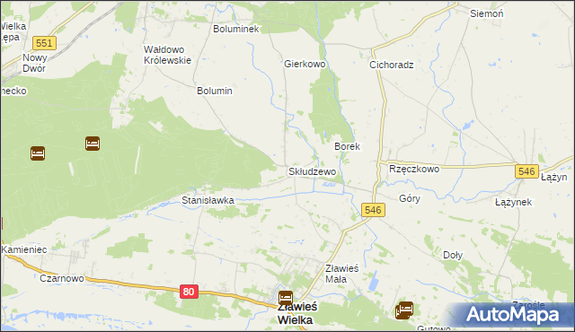 mapa Skłudzewo, Skłudzewo na mapie Targeo