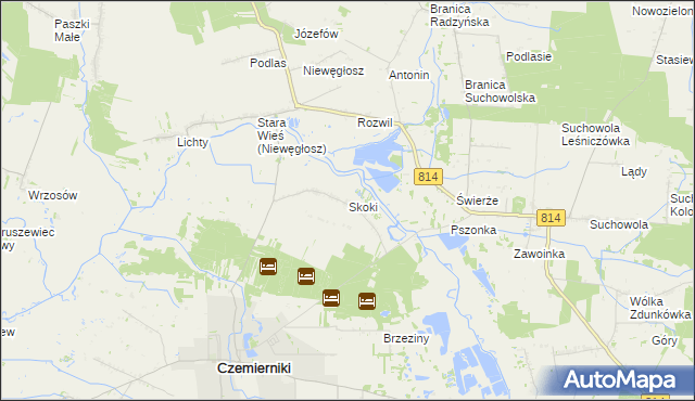 mapa Skoki gmina Czemierniki, Skoki gmina Czemierniki na mapie Targeo