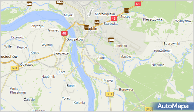 mapa Skoki gmina Puławy, Skoki gmina Puławy na mapie Targeo