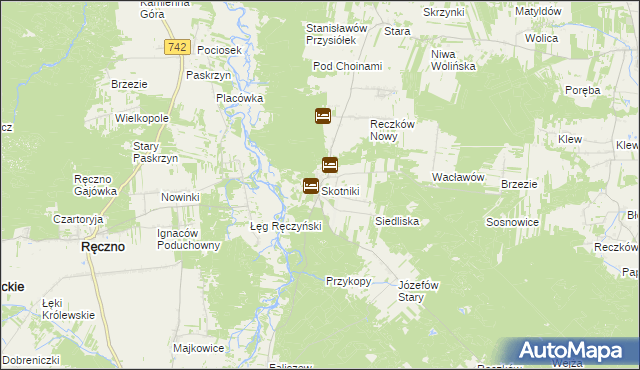 mapa Skotniki gmina Aleksandrów, Skotniki gmina Aleksandrów na mapie Targeo