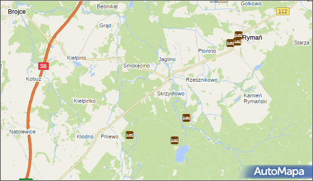 mapa Skrzydłowo gmina Rymań, Skrzydłowo gmina Rymań na mapie Targeo