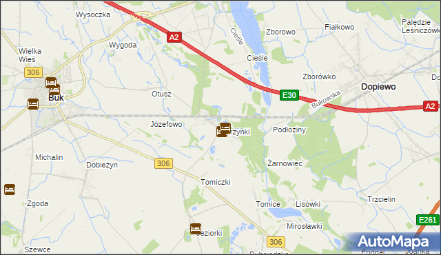 mapa Skrzynki gmina Stęszew, Skrzynki gmina Stęszew na mapie Targeo