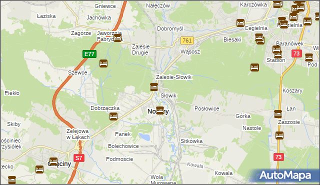 mapa Słowik gmina Sitkówka-Nowiny, Słowik gmina Sitkówka-Nowiny na mapie Targeo