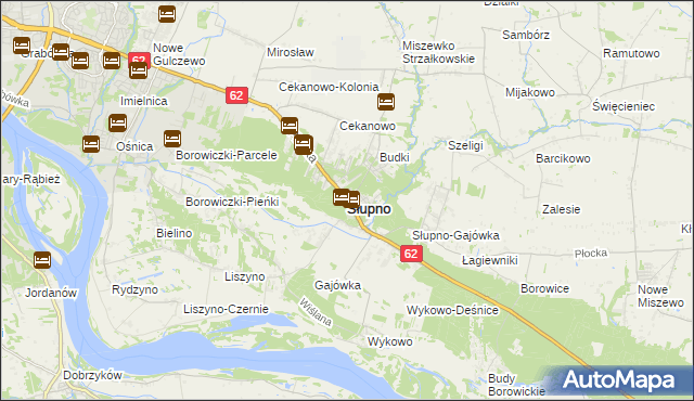 mapa Słupno powiat płocki, Słupno powiat płocki na mapie Targeo