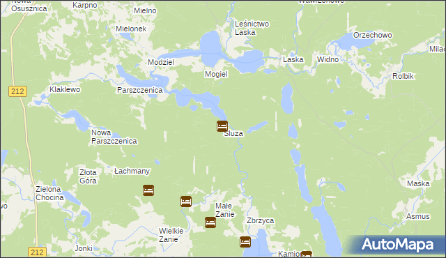 mapa Śluza gmina Chojnice, Śluza gmina Chojnice na mapie Targeo