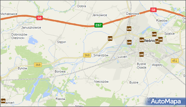 mapa Smardzów gmina Oleśnica, Smardzów gmina Oleśnica na mapie Targeo