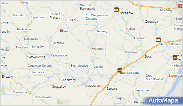 mapa Śmiechowice gmina Samborzec, Śmiechowice gmina Samborzec na mapie Targeo