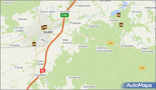 mapa Smolniki gmina Szubin, Smolniki gmina Szubin na mapie Targeo