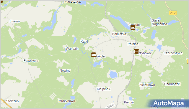 mapa Sokole gmina Człuchów, Sokole gmina Człuchów na mapie Targeo