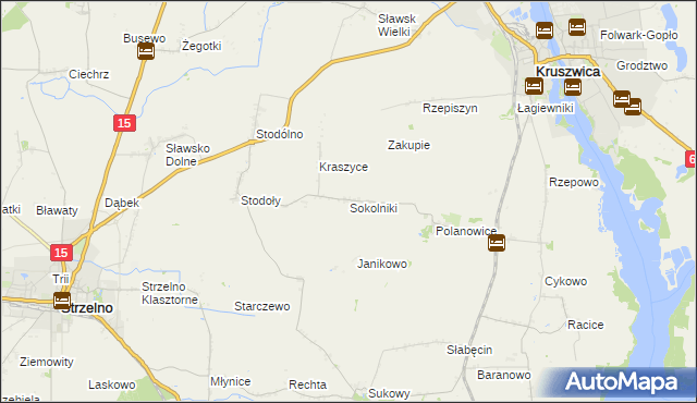 mapa Sokolniki gmina Kruszwica, Sokolniki gmina Kruszwica na mapie Targeo