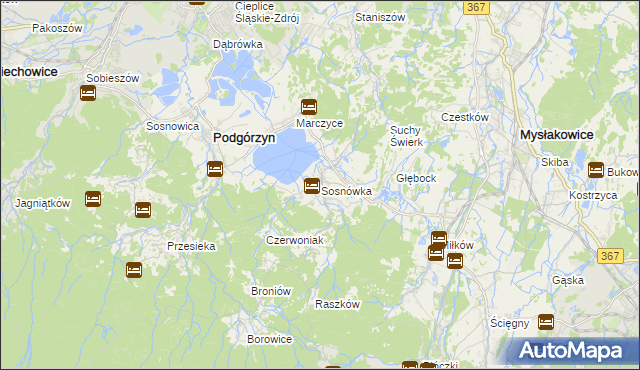 mapa Sosnówka gmina Podgórzyn, Sosnówka gmina Podgórzyn na mapie Targeo