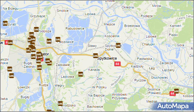 mapa Spytkowice powiat wadowicki, Spytkowice powiat wadowicki na mapie Targeo