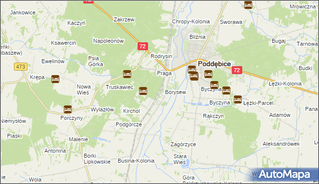 mapa Stacja Poddębice, Stacja Poddębice na mapie Targeo