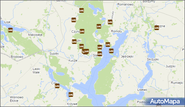mapa Stacze gmina Kalinowo, Stacze gmina Kalinowo na mapie Targeo