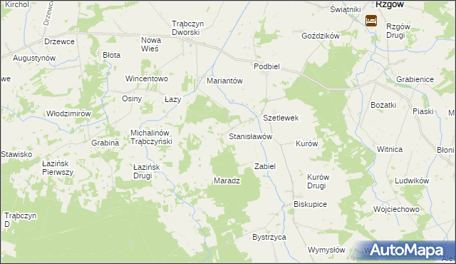 mapa Stanisławów gmina Zagórów, Stanisławów gmina Zagórów na mapie Targeo