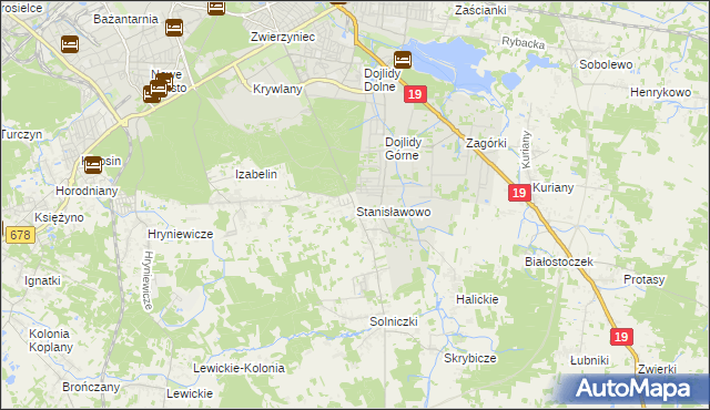 mapa Stanisławowo gmina Juchnowiec Kościelny, Stanisławowo gmina Juchnowiec Kościelny na mapie Targeo