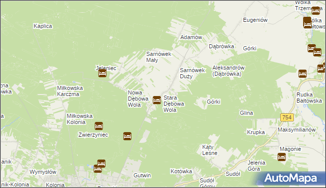 mapa Stara Dębowa Wola, Stara Dębowa Wola na mapie Targeo