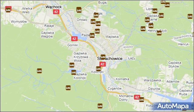 mapa Starachowic, Starachowice na mapie Targeo