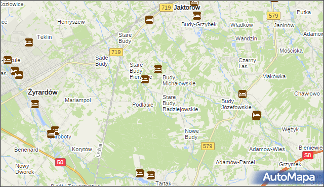 mapa Stare Budy Radziejowskie, Stare Budy Radziejowskie na mapie Targeo
