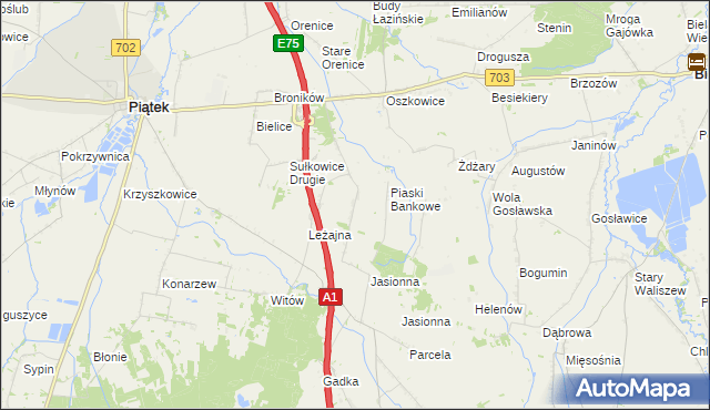 mapa Stare Piaski gmina Bielawy, Stare Piaski gmina Bielawy na mapie Targeo