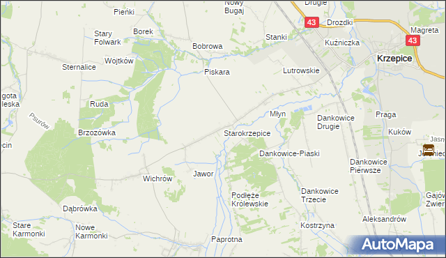 mapa Starokrzepice, Starokrzepice na mapie Targeo