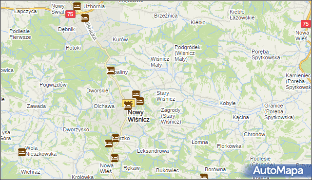 mapa Stary Wiśnicz, Stary Wiśnicz na mapie Targeo