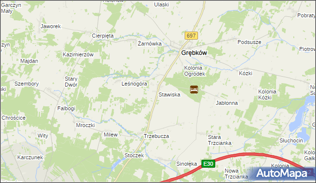 mapa Stawiska gmina Grębków, Stawiska gmina Grębków na mapie Targeo